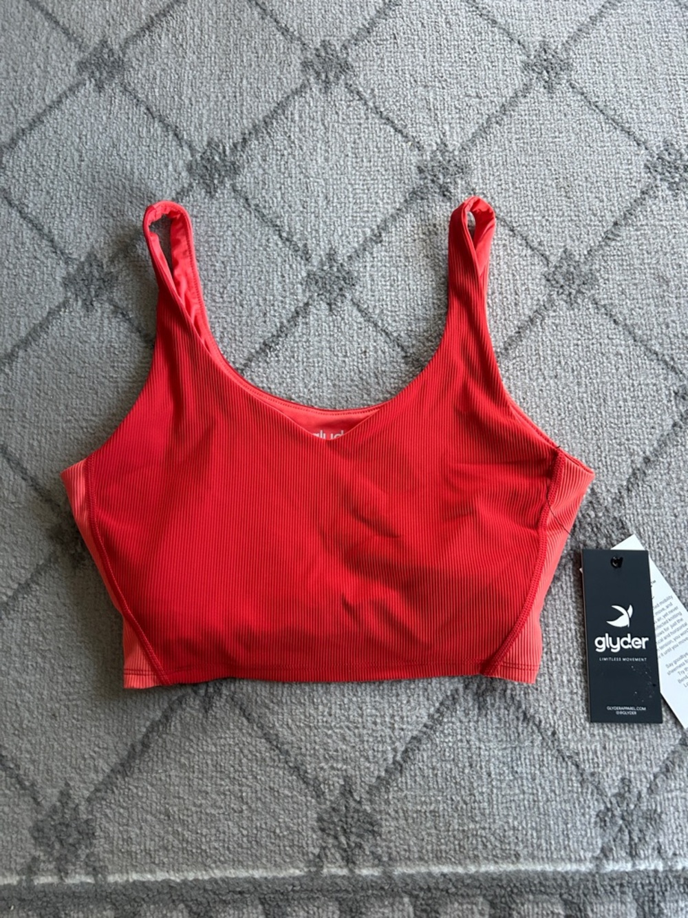 Glyder Fushion Ribbed Scoop Sports Bra in Hot Coral